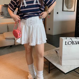 Lace-Up Shirt and Skirt Women's Set - Plus Size Summer 2025 Two-Piece Outfit in Trendy Korean Style