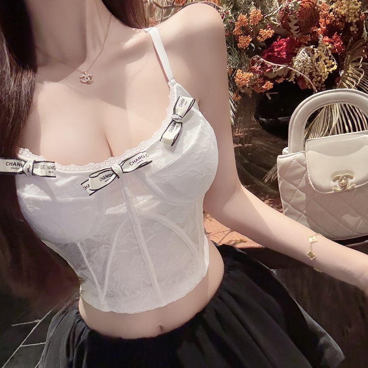 Lace Vest Camisole Top - Slim Fit with Built-In Chest Pad, Pure Desire Style, Perfect for Y2K and 90s Fashion Trends