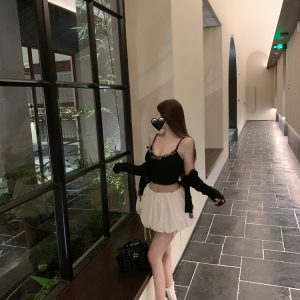 Lace Vest Camisole Top - Slim Fit with Built-In Chest Pad, Pure Desire Style, Perfect for Y2K and 90s Fashion Trends