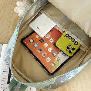 Large Capacity Bear Print Student Backpack for Girls, Sweet Ins Laptop Bag for Women, Trendy Korean Style Fashion