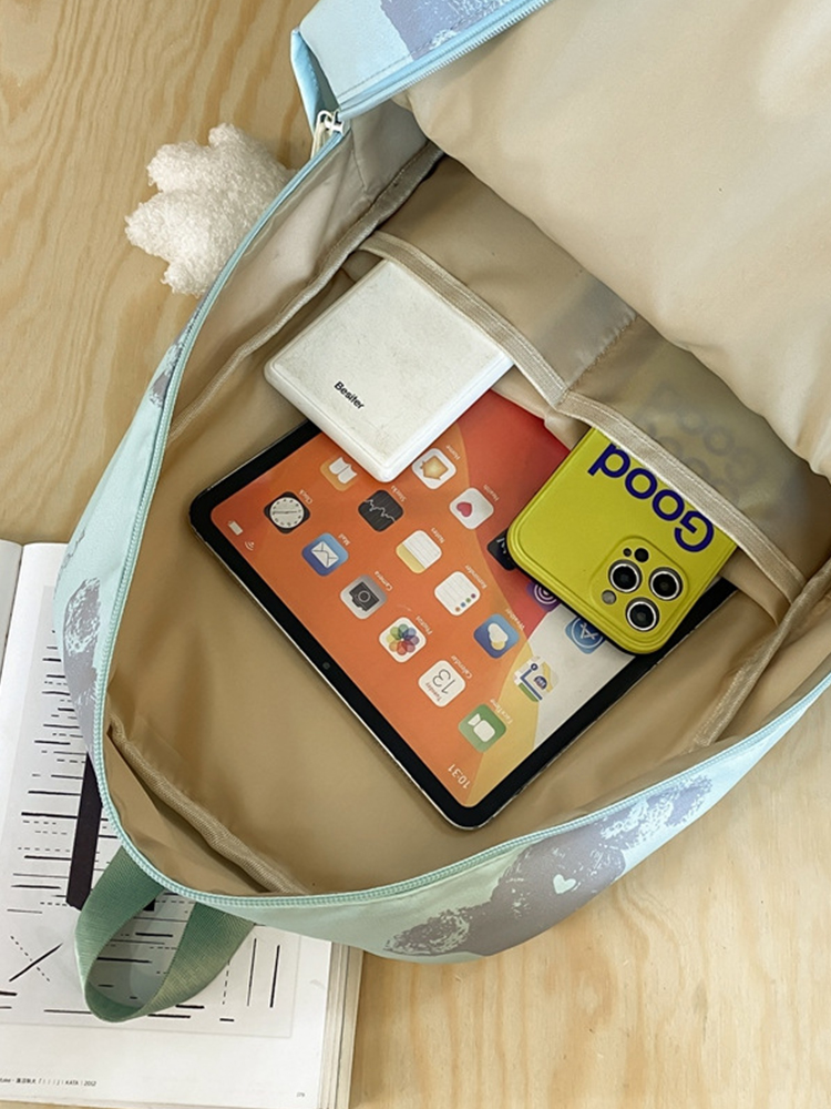 Large Capacity Bear Print Student Backpack for Girls, Sweet Ins Laptop Bag for Women, Trendy Korean Style Fashion Large Capacity Bear Print Student Backpack for Girls, Sweet Ins Laptop Bag for Women, Trendy Korean Style Fashion