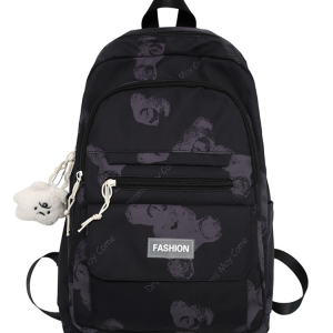 Large Capacity Bear Print Student Backpack for Girls, Sweet Ins Laptop Bag for Women, Trendy Korean Style Fashion