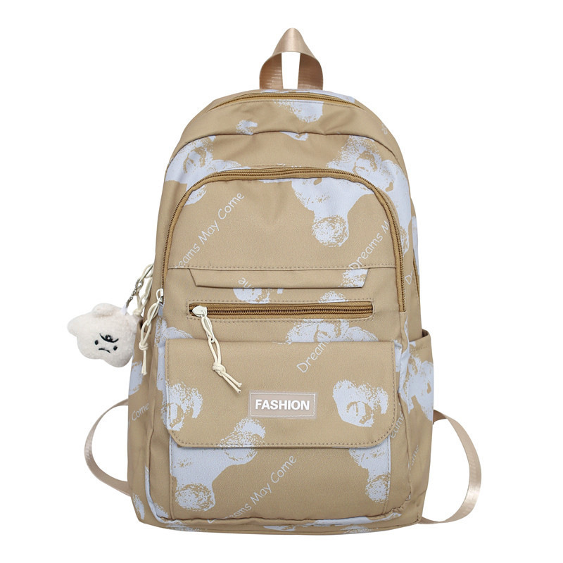 Large Capacity Bear Print Student Backpack for Girls, Sweet Ins Laptop Bag for Women, Trendy Korean Style Fashion Large Capacity Bear Print Student Backpack for Girls, Sweet Ins Laptop Bag for Women, Trendy Korean Style Fashion