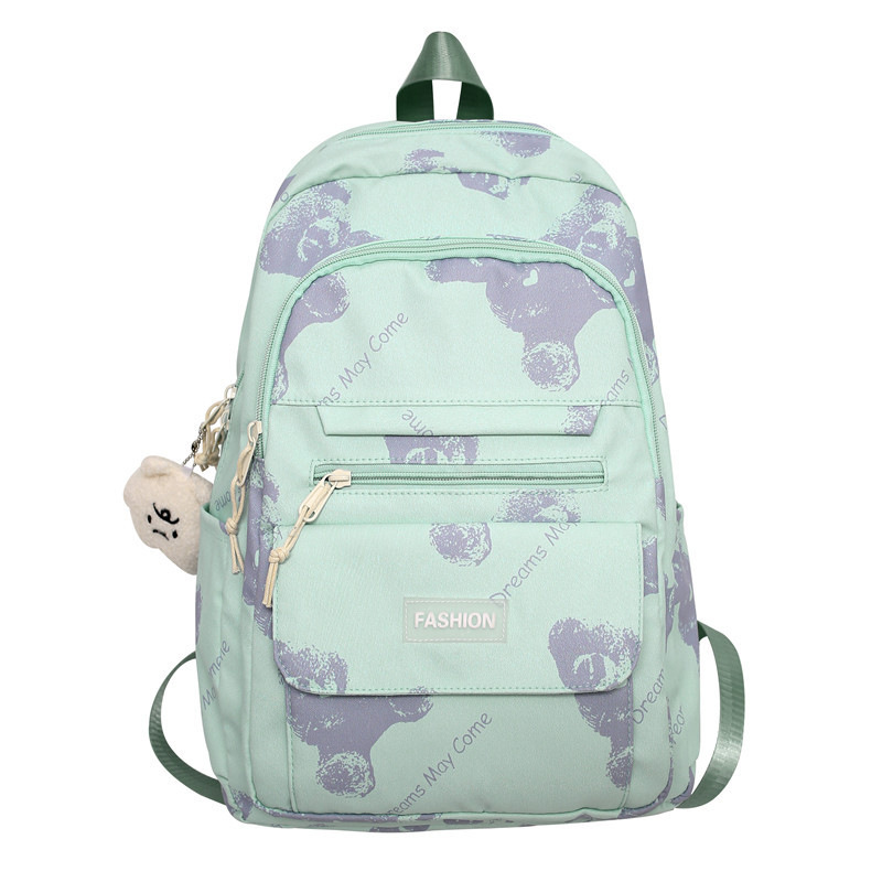 Large Capacity Bear Print Student Backpack for Girls, Sweet Ins Laptop Bag for Women, Trendy Korean Style Fashion Large Capacity Bear Print Student Backpack for Girls, Sweet Ins Laptop Bag for Women, Trendy Korean Style Fashion