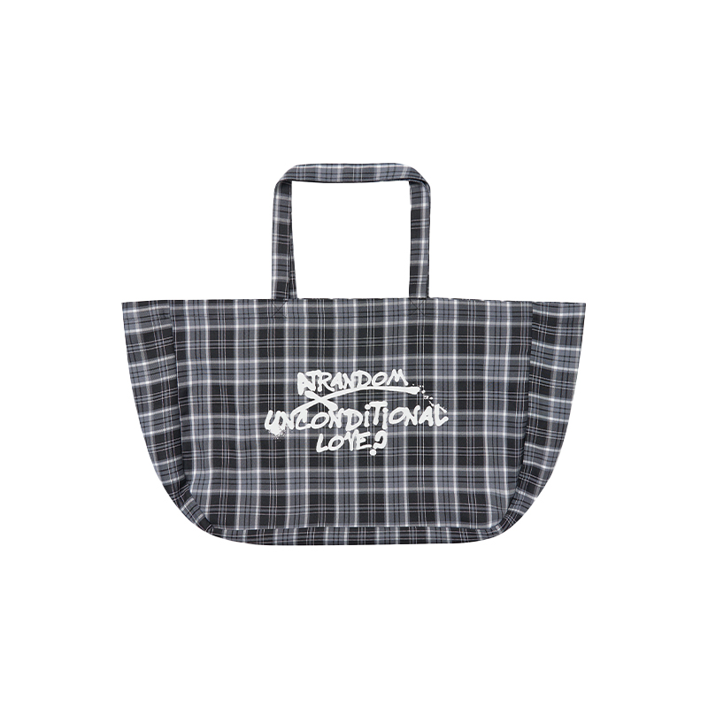 Large Capacity Black and White Checkered Graffiti Text Beach Shoulder Tote Bag - Trendy Y2K Style