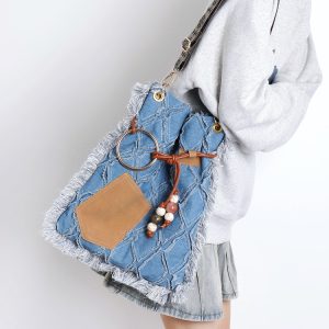 Large Capacity Bohemian Tassel Denim Bag - Ethnic Style Backpack, Crossbody & Shoulder Bag for Commuting & Travel