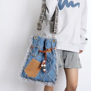 Large Capacity Bohemian Tassel Denim Bag - Ethnic Style Backpack, Crossbody & Shoulder Bag for Commuting & Travel