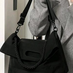 Large-Capacity Canvas Commuter Tote Bag for College Students, Women's Crossbody Shoulder Bag, Perfect for Classes and Daily Use