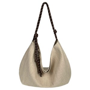 Large Capacity Casual Pastoral Tote Bag for Women - Versatile Linen Shoulder & Handheld Bag with Niche Design