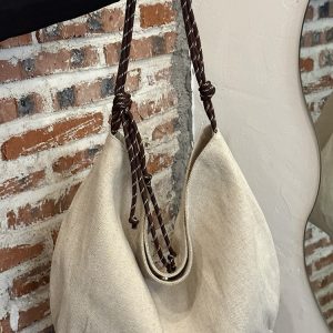 Large Capacity Casual Pastoral Tote Bag for Women - Versatile Linen Shoulder & Handheld Bag with Niche Design