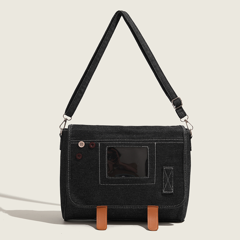 Large Capacity Denim Crossbody Bag - Casual Japanese Style Shoulder Bag for Students and Work