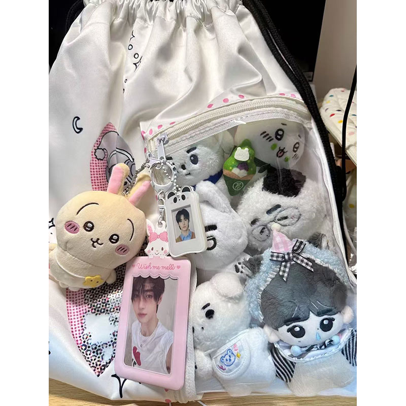 Large Capacity Drawstring Backpack - Versatile Cartoon Design, Transparent Nylon Canvas Bag for Commuting and School Large Capacity Drawstring Backpack - Versatile Cartoon Design, Transparent Nylon Canvas Bag for Commuting and School