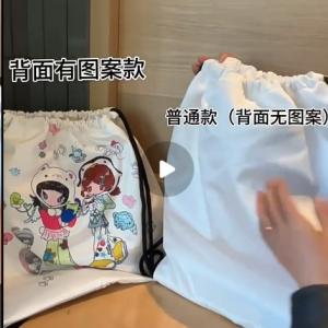 Large Capacity Drawstring Backpack - Versatile Cartoon Design, Transparent Nylon Canvas Bag for Commuting and School