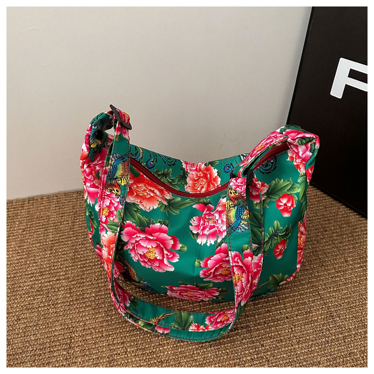 Large Capacity Floral Canvas Shoulder Bag for Women - Versatile Crossbody Dumpling Bag, 2025 Summer Style