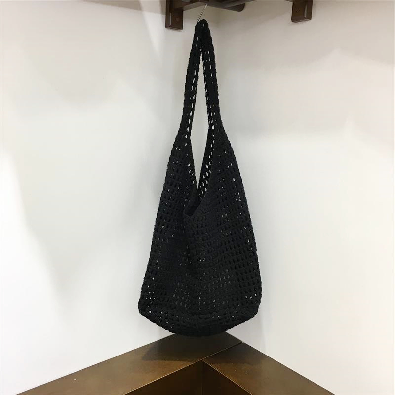 Large Capacity Hollow Mesh Net Tote Bag - Fashionable Knitted Woven Shoulder Bag for Summer, Lazy Style, Trendy Ins Aesthetic