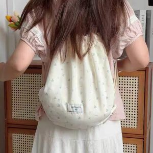 Large Capacity Minimalist Printed Letter Backpack - Versatile Canvas Drawstring Commuting School Bag 2025