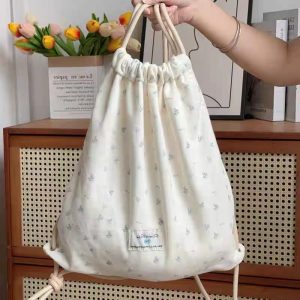 Large Capacity Minimalist Printed Letter Backpack - Versatile Canvas Drawstring Commuting School Bag 2025