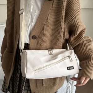 Large Capacity Nylon Women's Crossbody Bag with Wide Shoulder Strap - Trendy High-End Toast Pillow Style 2025