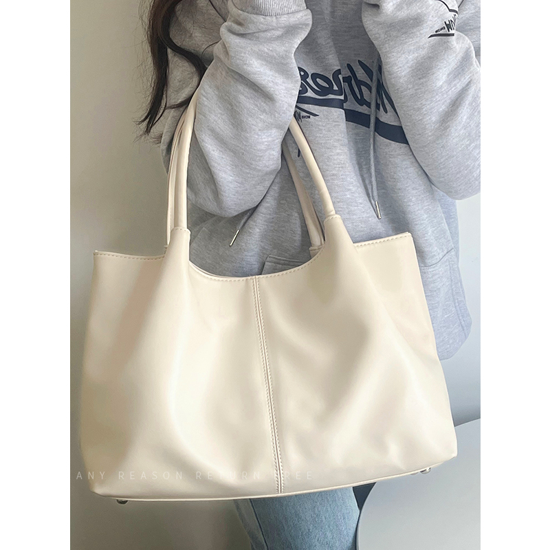 Large Capacity PU Leather Tote Bag for Women - Versatile Korean Style Fashion Commuting Shoulder Bag 2024
