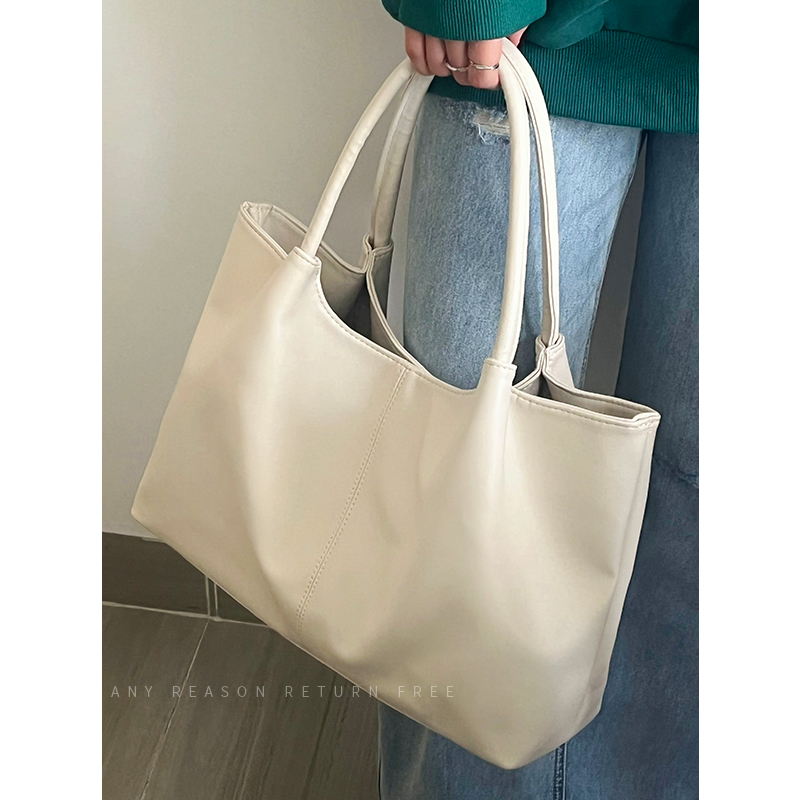 Large Capacity PU Leather Tote Bag for Women - Versatile Korean Style Fashion Commuting Shoulder Bag 2024