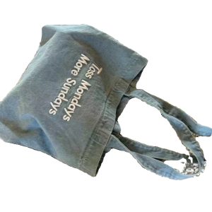 Large Capacity Retro Denim Canvas Tote Bag for Commuters and College Students - Embroidered Shoulder Handbag