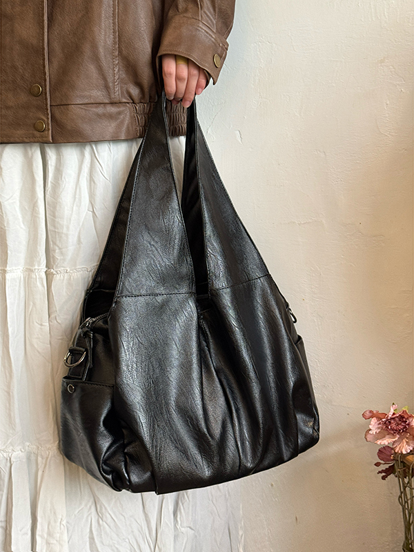 Large Capacity Retro Tote Bag for Women, Soft Leather Handbag, Versatile Motorcycle Style, High-End Niche Fashion Accessory Large Capacity Retro Tote Bag for Women, Soft Leather Handbag, Versatile Motorcycle Style, High-End Niche Fashion Accessory