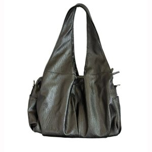 Large Capacity Retro Tote Bag for Women, Soft Leather Handbag, Versatile Motorcycle Style, High-End Niche Fashion Accessory