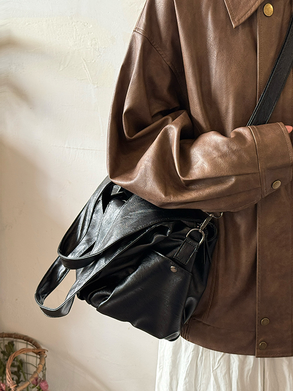 Large Capacity Retro Tote Bag for Women, Soft Leather Handbag, Versatile Motorcycle Style, High-End Niche Fashion Accessory Large Capacity Retro Tote Bag for Women, Soft Leather Handbag, Versatile Motorcycle Style, High-End Niche Fashion Accessory