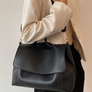 Large Capacity Soft Leather Handbag - Retro Minimalist Tote Shoulder Bag for Women