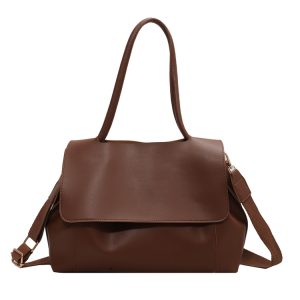 Large Capacity Soft Leather Handbag - Retro Minimalist Tote Shoulder Bag for Women