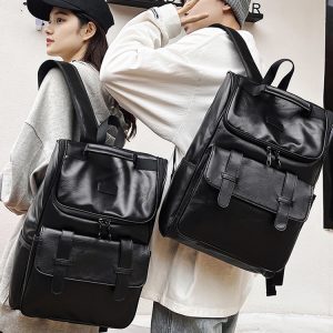 Large Capacity Unisex Genuine Leather Backpack for Travel & School - European American Style Double Shoulder Laptop Bag