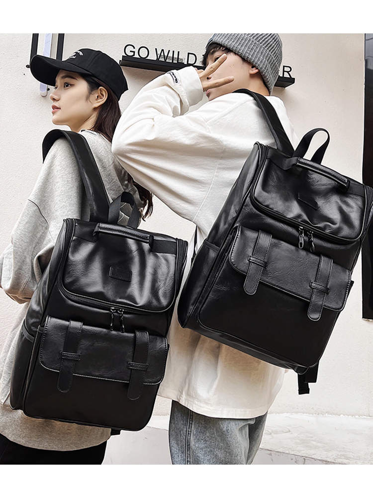 Large Capacity Unisex Genuine Leather Backpack for Travel & School - European American Style Double Shoulder Laptop Bag Large Capacity Unisex Genuine Leather Backpack for Travel & School - European American Style Double Shoulder Laptop Bag