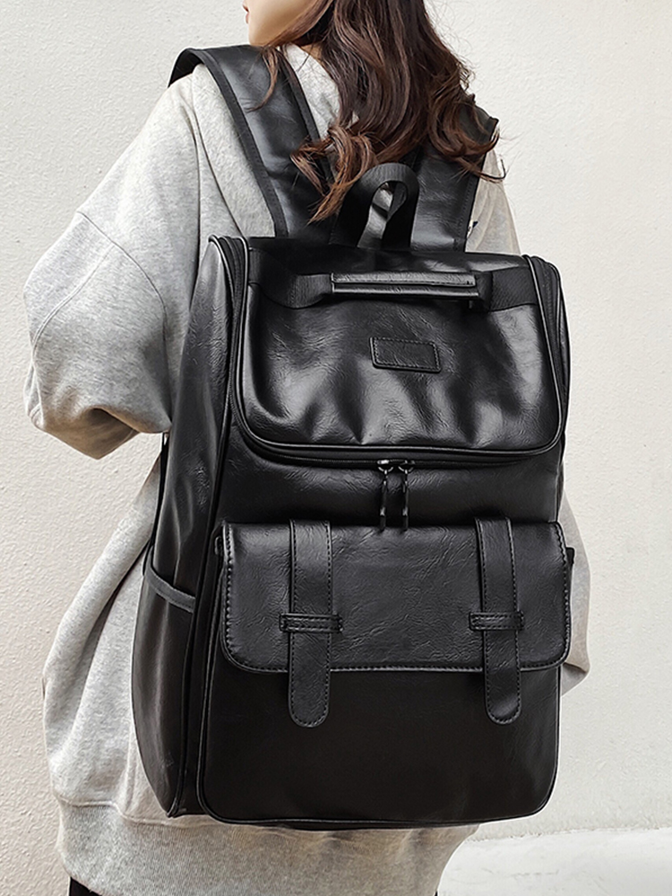 Large Capacity Unisex Genuine Leather Backpack for Travel & School - European American Style Double Shoulder Laptop Bag Large Capacity Unisex Genuine Leather Backpack for Travel & School - European American Style Double Shoulder Laptop Bag