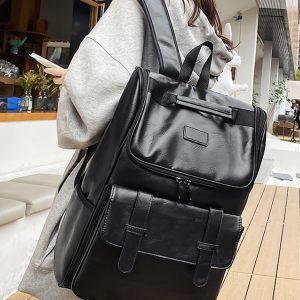 Large Capacity Unisex Genuine Leather Backpack for Travel & School - European American Style Double Shoulder Laptop Bag