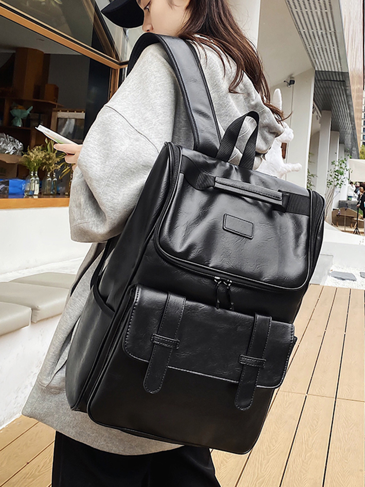 Large Capacity Unisex Genuine Leather Backpack for Travel & School - European American Style Double Shoulder Laptop Bag Large Capacity Unisex Genuine Leather Backpack for Travel & School - European American Style Double Shoulder Laptop Bag