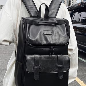 Large Capacity Unisex Genuine Leather Backpack for Travel & School - European American Style Double Shoulder Laptop Bag