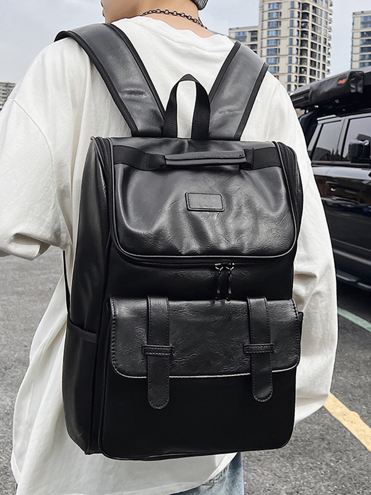 Large Capacity Unisex Genuine Leather Backpack for Travel & School - European American Style Double Shoulder Laptop Bag Large Capacity Unisex Genuine Leather Backpack for Travel & School - European American Style Double Shoulder Laptop Bag