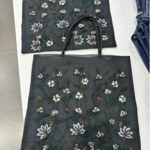 Large Capacity Women's Commuter Tote Bag - 2025 New Embroidered Floral Daisy Mesh Design