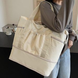 Large Capacity Women's Tote Bag for Travel, Fitness, Business Trips - Versatile Maternity & Luggage Storage with Trolley Compatibility