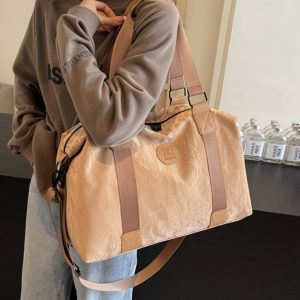 Large Capacity Women's Travel Bag - Solid Color, Portable Hand-Held Design, Ideal for Maternity, Sports, Gym, and Luggage.