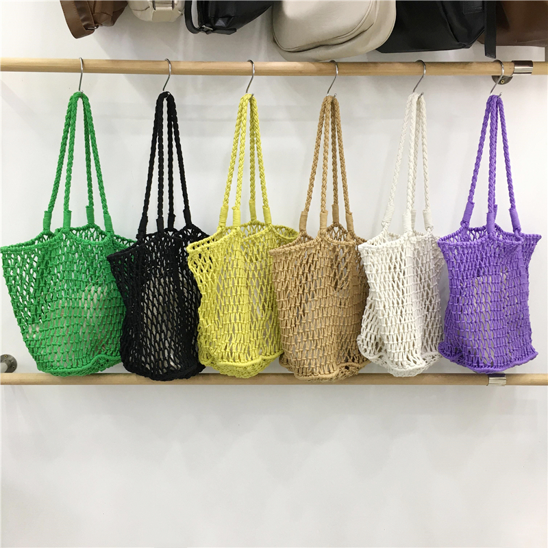Large Capacity Woven Fishing Net Beach Bag - Stylish Summer Shoulder Tote for Vacation, Underarm Carry, and Casual Outings