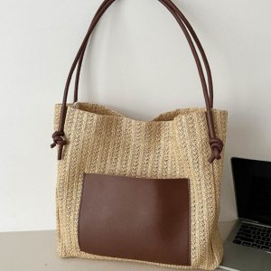 Large Capacity Woven Straw Bag for Women - Versatile Summer 2025 Shoulder Crossbody Tote - Perfect Beach Commuter Style