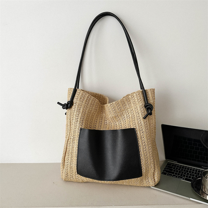 Large Capacity Woven Straw Bag for Women - Versatile Summer 2025 Shoulder Crossbody Tote - Perfect Beach Commuter Style