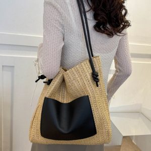 Large Capacity Woven Straw Bag for Women - Versatile Summer 2025 Shoulder Crossbody Tote - Perfect Beach Commuter Style