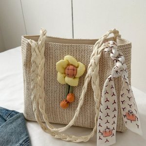 Large-Capacity Woven Straw Shoulder Bag for Women – 2025 Summer Versatile Beach Crossbody Tote