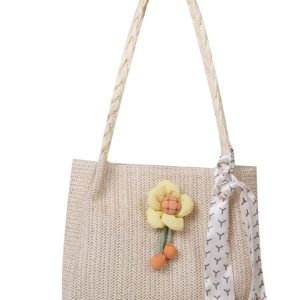 Large-Capacity Woven Straw Shoulder Bag for Women – 2025 Summer Versatile Beach Crossbody Tote