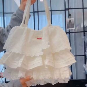 Layered Lace Shoulder Tote Bag for Women - Large Capacity Commuter Bag, 2025 Fashion Trend, Stylish and Versatile Daily Use