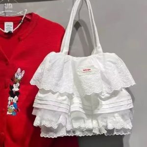 Layered Lace Shoulder Tote Bag for Women - Large Capacity Commuter Bag, 2025 Fashion Trend, Stylish and Versatile Daily Use