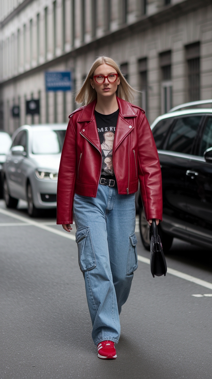 Leather Red Jacket Outfit: Bold Looks for Every Season outfit idea