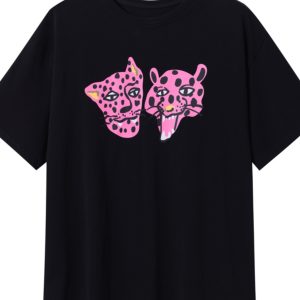 Leopard Head Printed T-Shirt for Women, Short Sleeve, Loose Mid-Length Top, Spring Summer Fashion, Casual Style, Y2K Trend